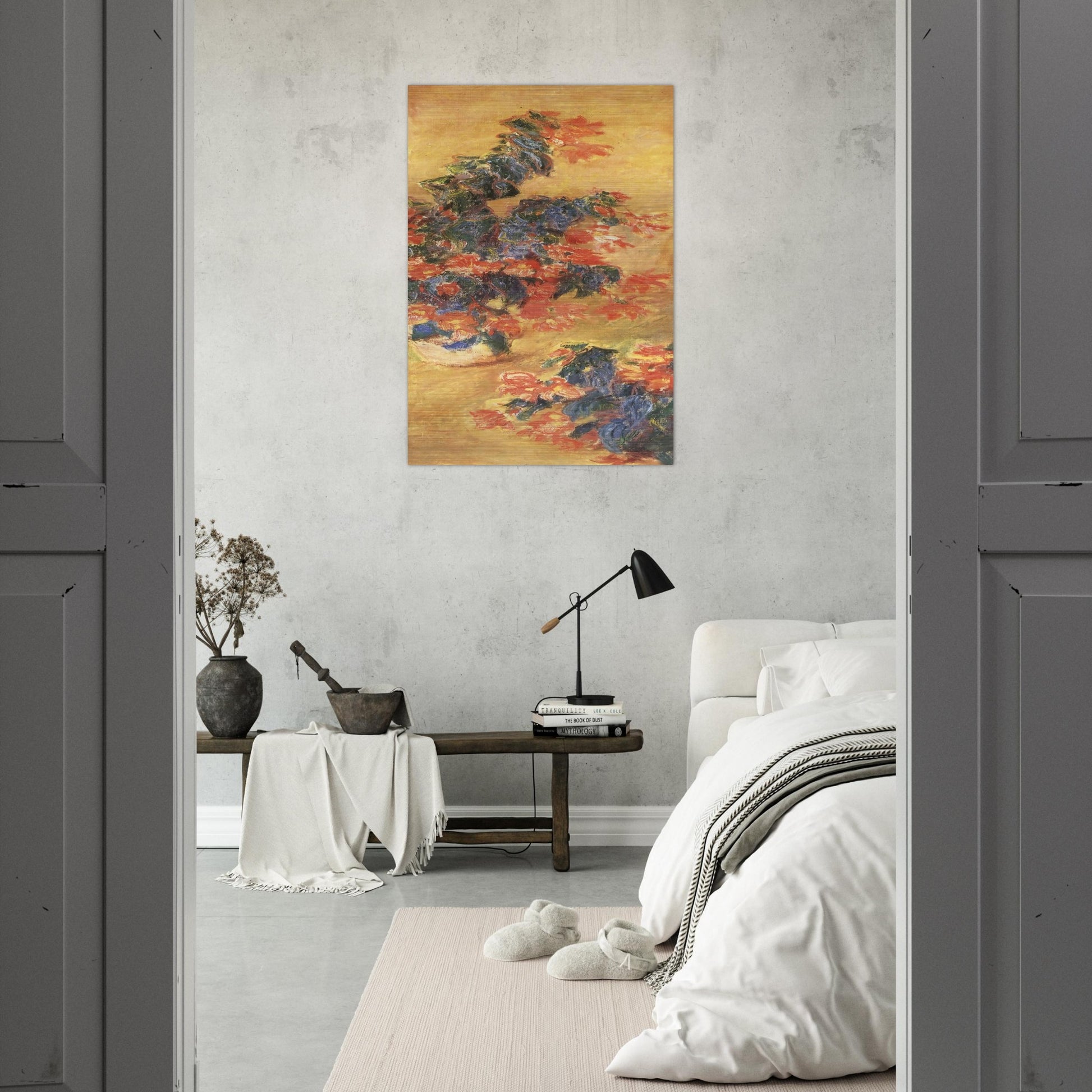 Red azaleas in a Pot - claude monet Brushed Aluminum Print - 70x100 cm / 28x40 inches | claude monet Aluminum Print | claude monet Prints