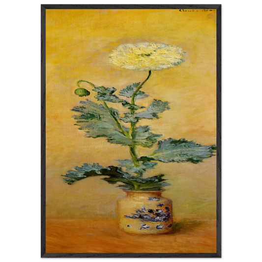 White Poppy - claude monet 70x100 cm / 28x40 inches Framed Art Print – Black Wooden Frame