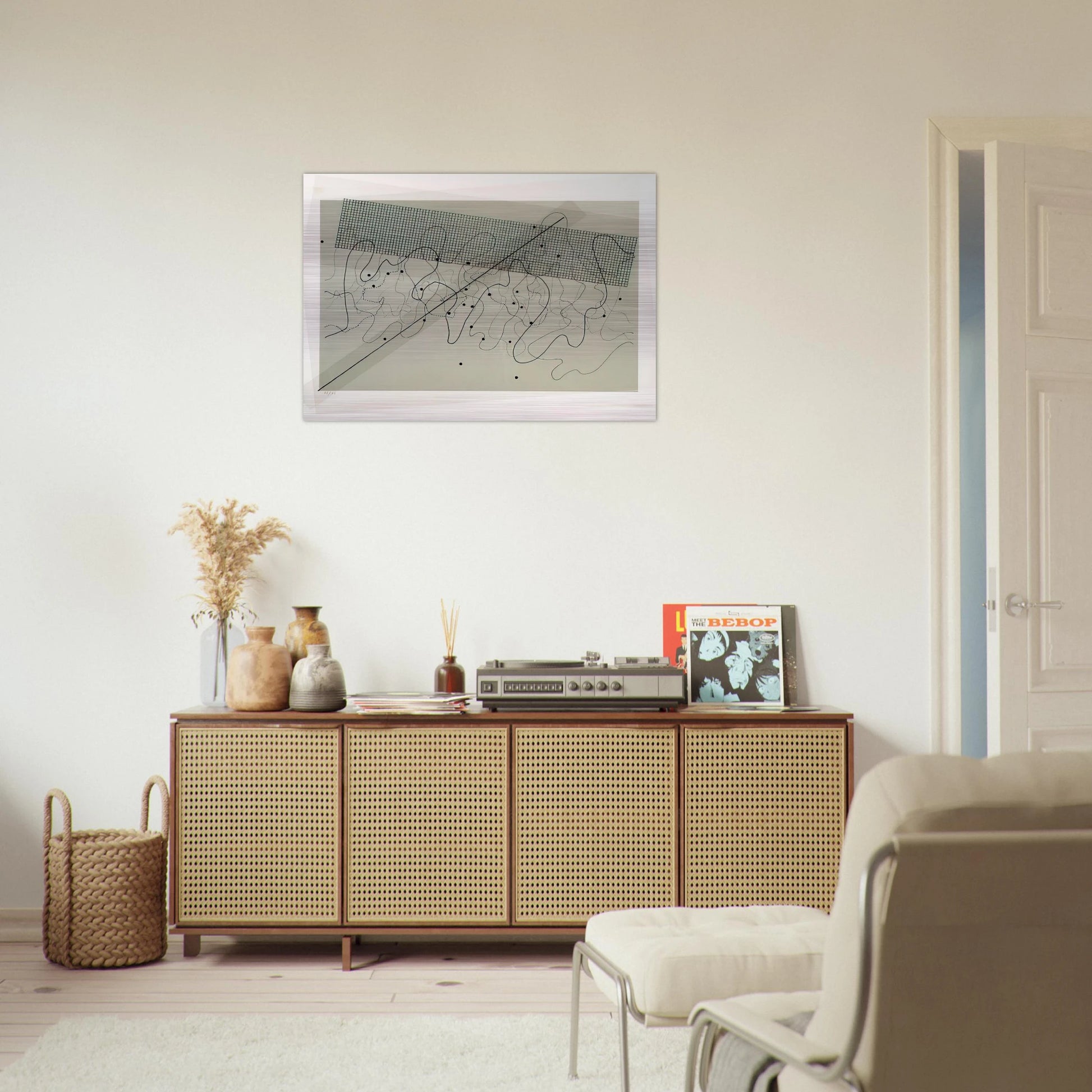 Fontana Mix Light Grey - 1981 - John Cage Brushed Aluminum Print - 70x100 cm / 28x40 inches | John Cage Aluminum Print | John Cage Prints