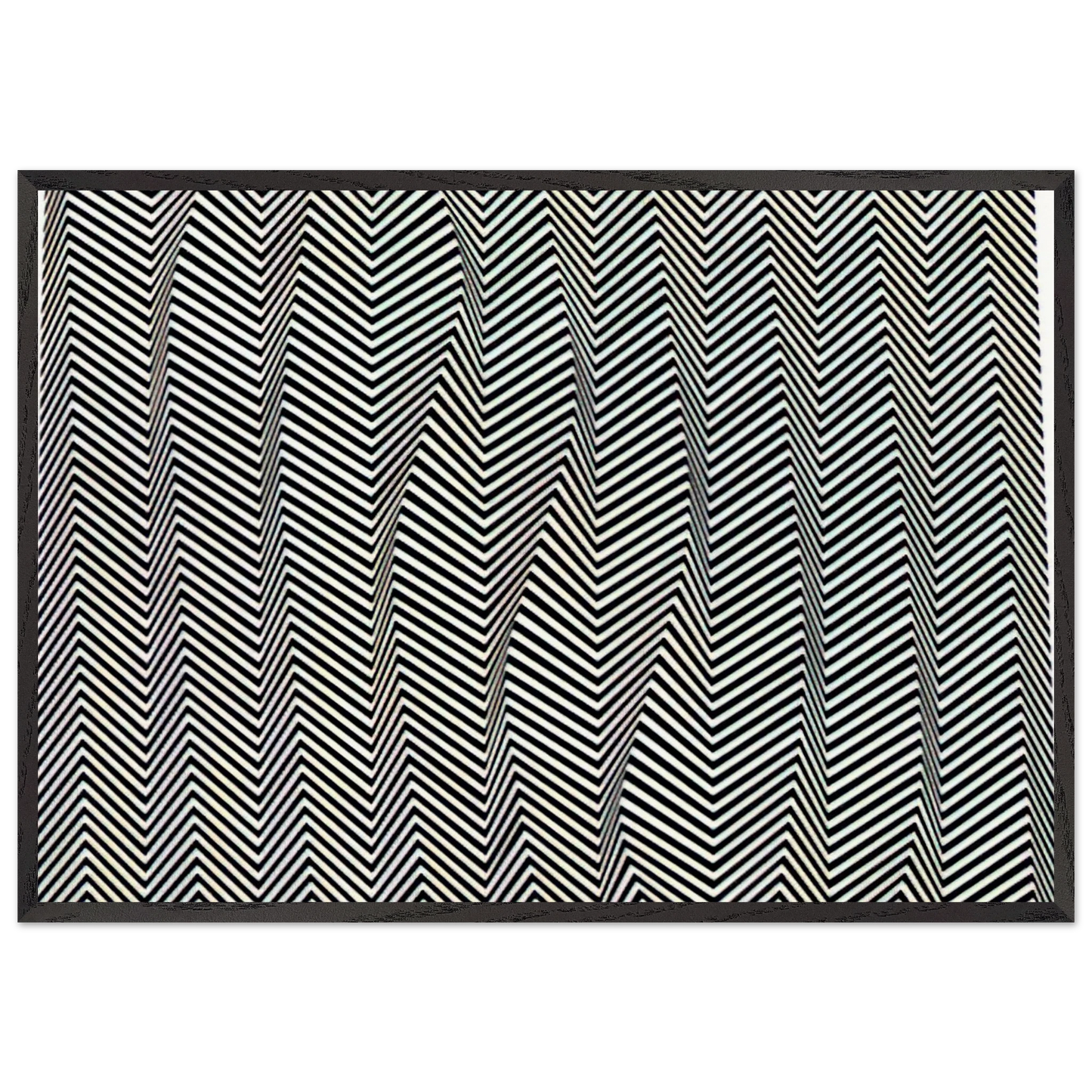 DESCENDING 1966 - Bridget Riley 70x100 cm / 28x40 inches Framed Art Print – Black Wooden Frame
