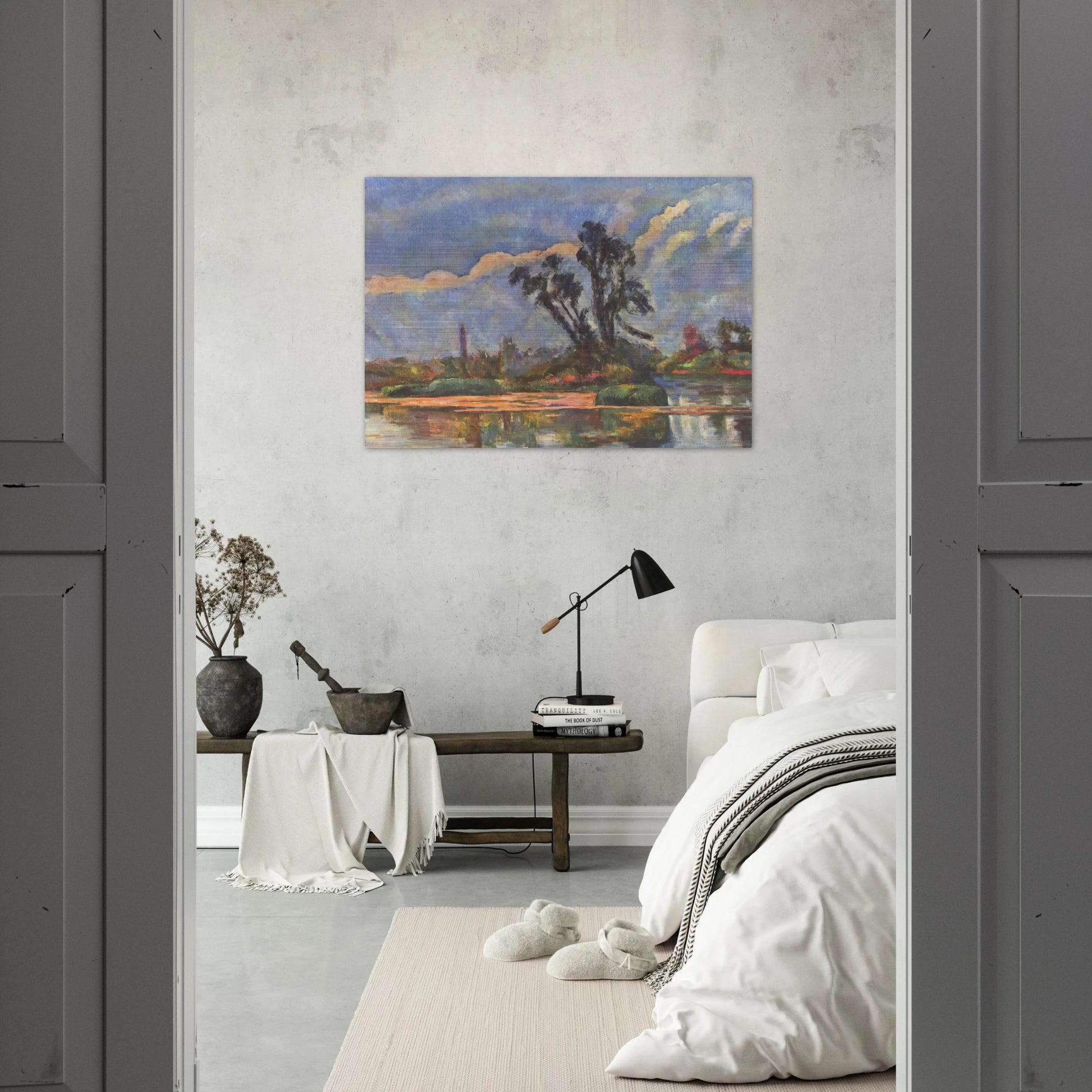 Bank of the Oise - Paul Cézanne Brushed Aluminum Print - 70x100 cm / 28x40 inches | Paul Cézanne Aluminum Print | Paul Cézanne Prints