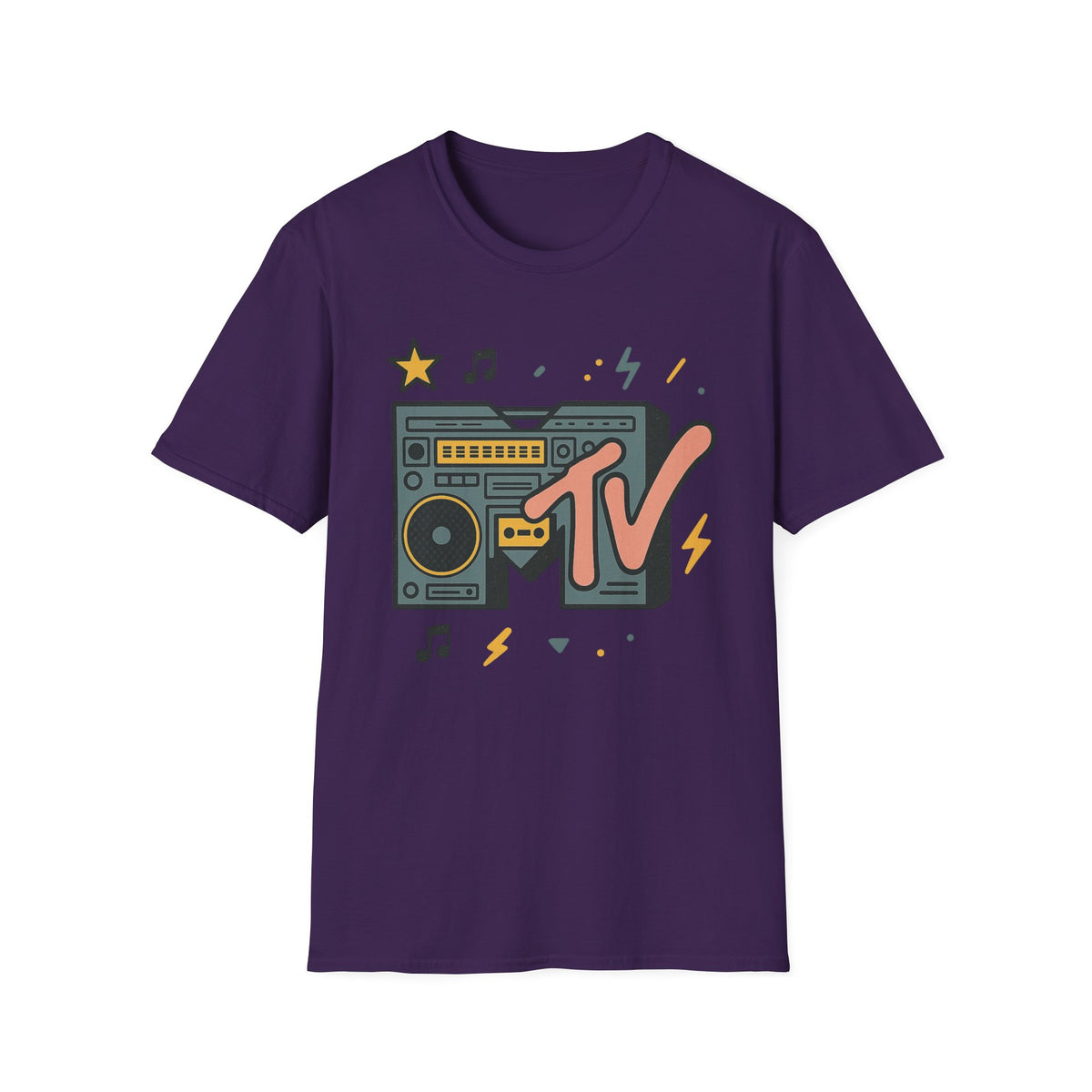 T-shirt graphique rétro MTV vintage imprimé léopard musical années 80 90 années nostalgiques unisexe shirt de groupe style rock imprimé animal