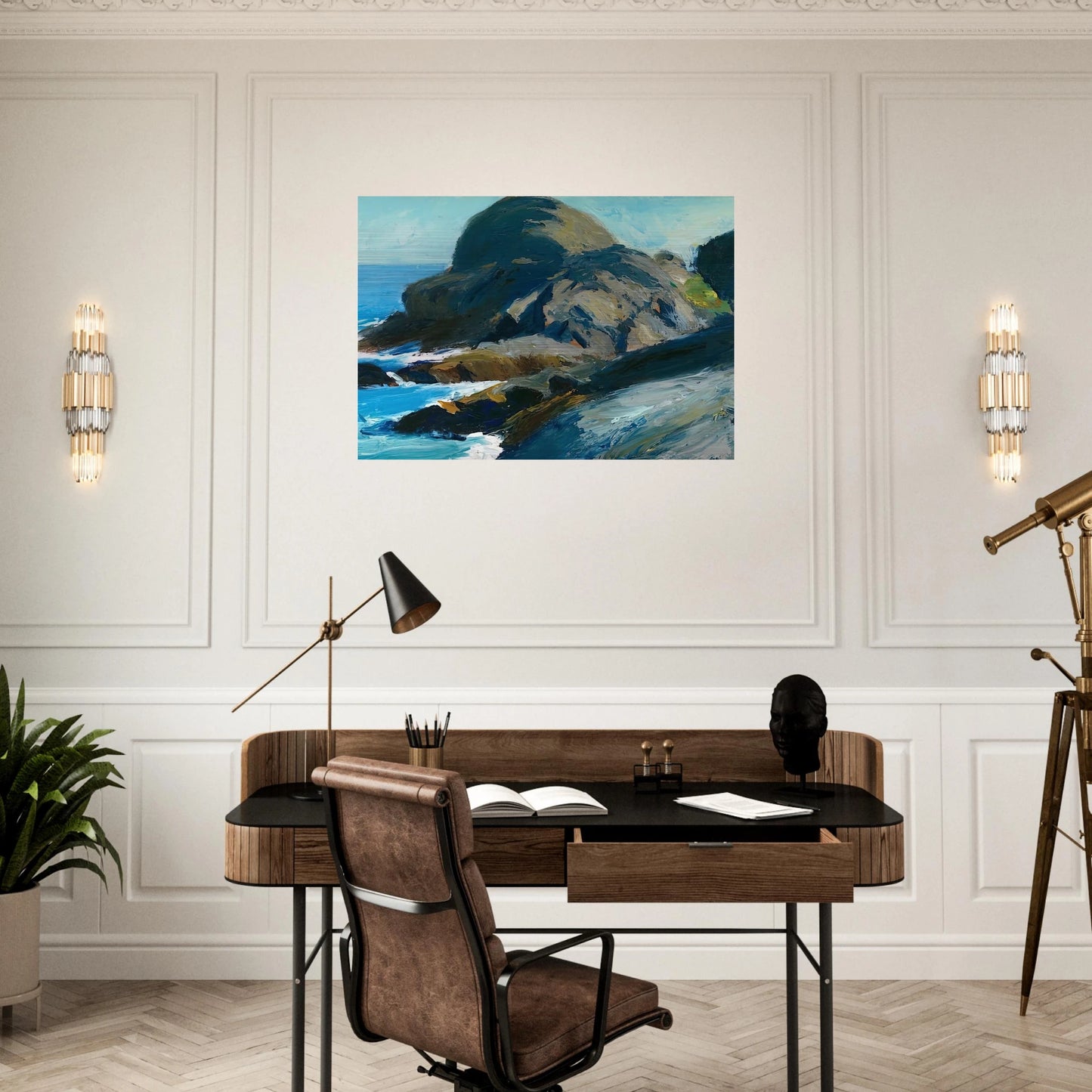 Rocky Shore - Edward Hopper Brushed Aluminum Print - 70x100 cm / 28x40 inches | Edward Hopper Aluminum Print | Edward Hopper Prints