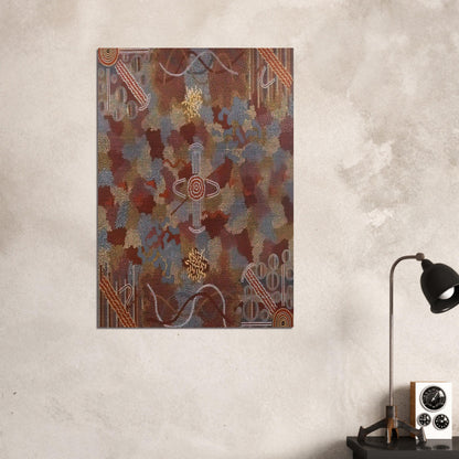 Frog Dreaming - 1989 - Clifford Possum Tjapaltjarri Brushed Aluminum Print - 70x100 cm / 28x40 inches | Clifford Possum Tjapaltjarri Aluminum Print | Clifford Possum Tjapaltjarri Prints