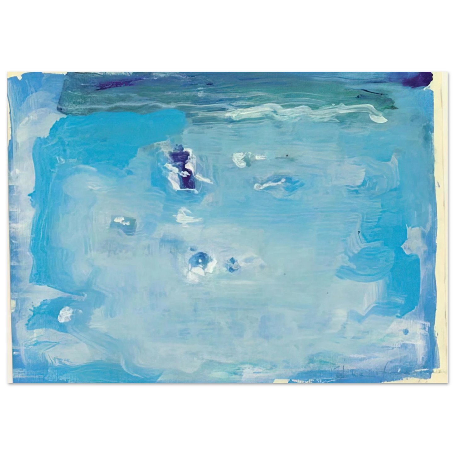 Helen Frankenthaler - Untitled - Color Field Painting, Lyrical Abstraction Wall art - 21x29.7 cm / 8x12" - Premium Wooden Framed Poster With Fine Art Paper-canvas - Black frame