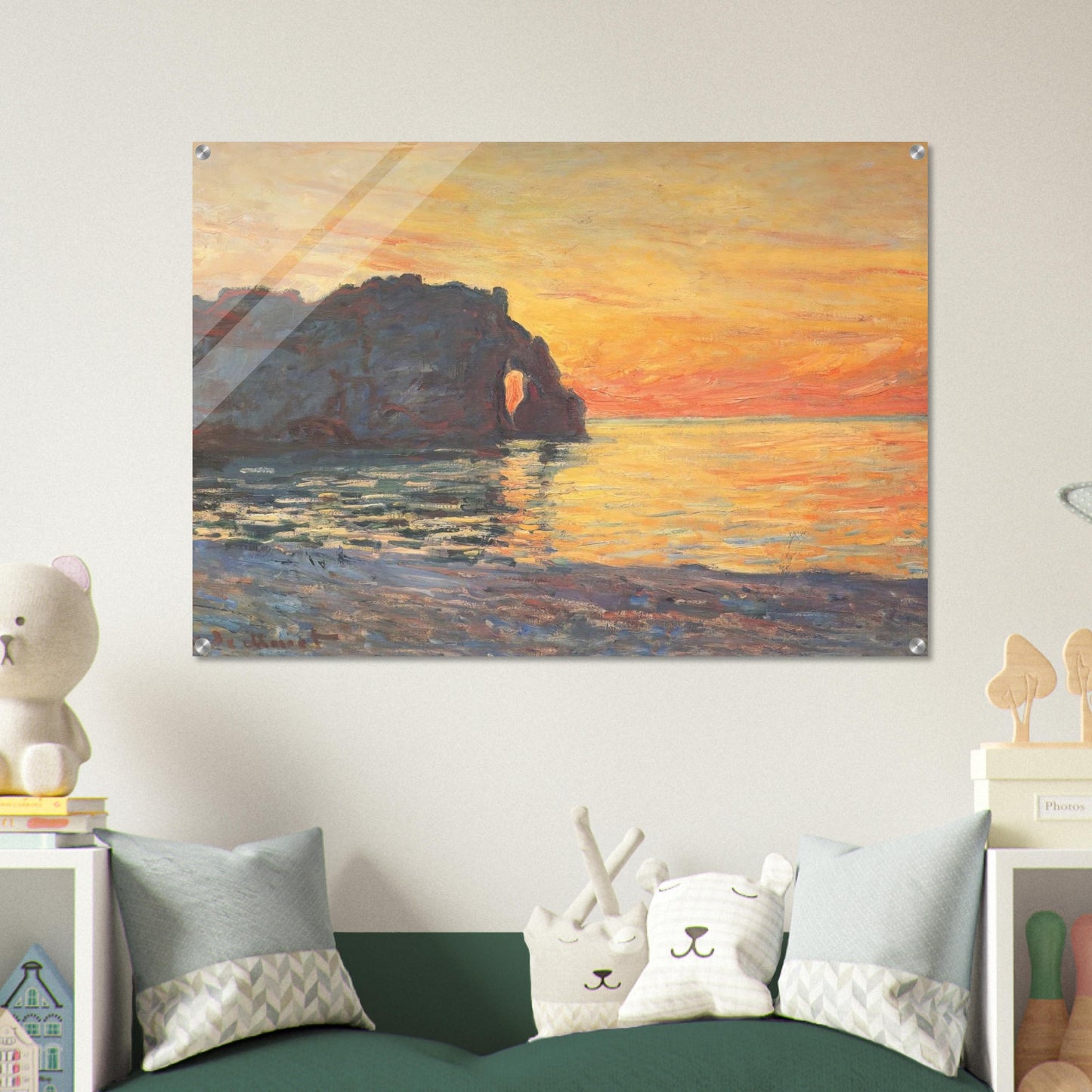 Etretat, Cliff of d`Aval, Sunset - claude monet Acrylic Print - 70x100 cm / 28x40″ inches | claude monet Wall Art | claude monet Prints
