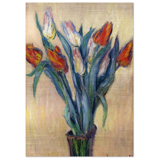 Vase of Tulips - claude monet Brushed Aluminum Print - 70x100 cm / 28x40 inches | claude monet Aluminum Print | claude monet Prints
