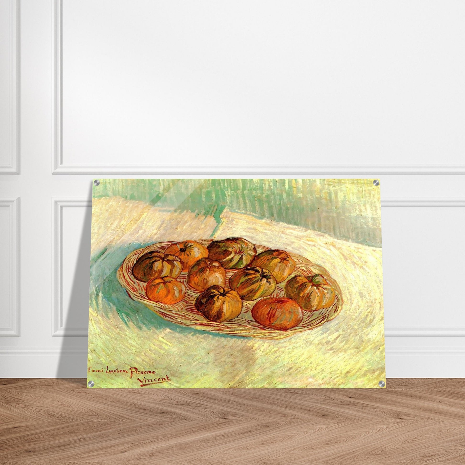 Still Life with Basket of Apples to Lucien Pissarro - Vincent van Gogh Acrylic Print - 70x100 cm / 28x40″ inches