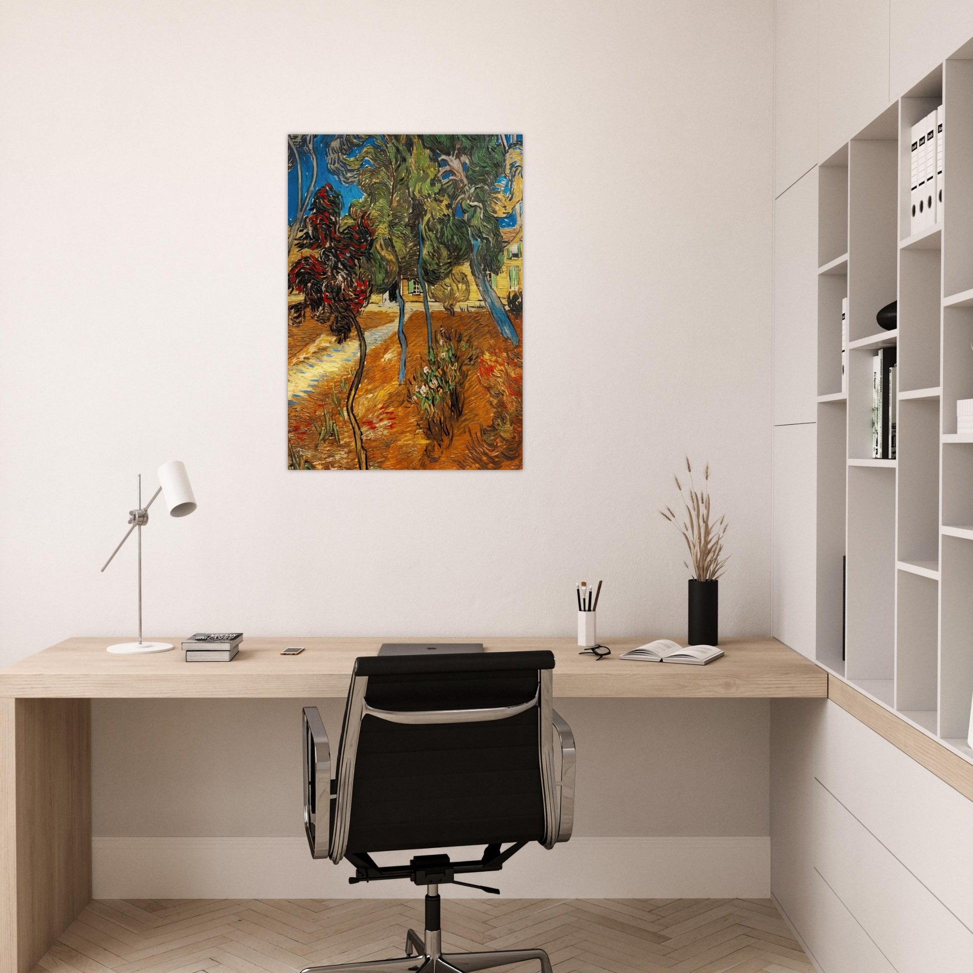 Trees in the Asylum Garden - Vincent van Gogh Brushed Aluminum Print - 70x100 cm / 28x40 inches | Vincent van Gogh Aluminum Print | Vincent van Gogh Prints