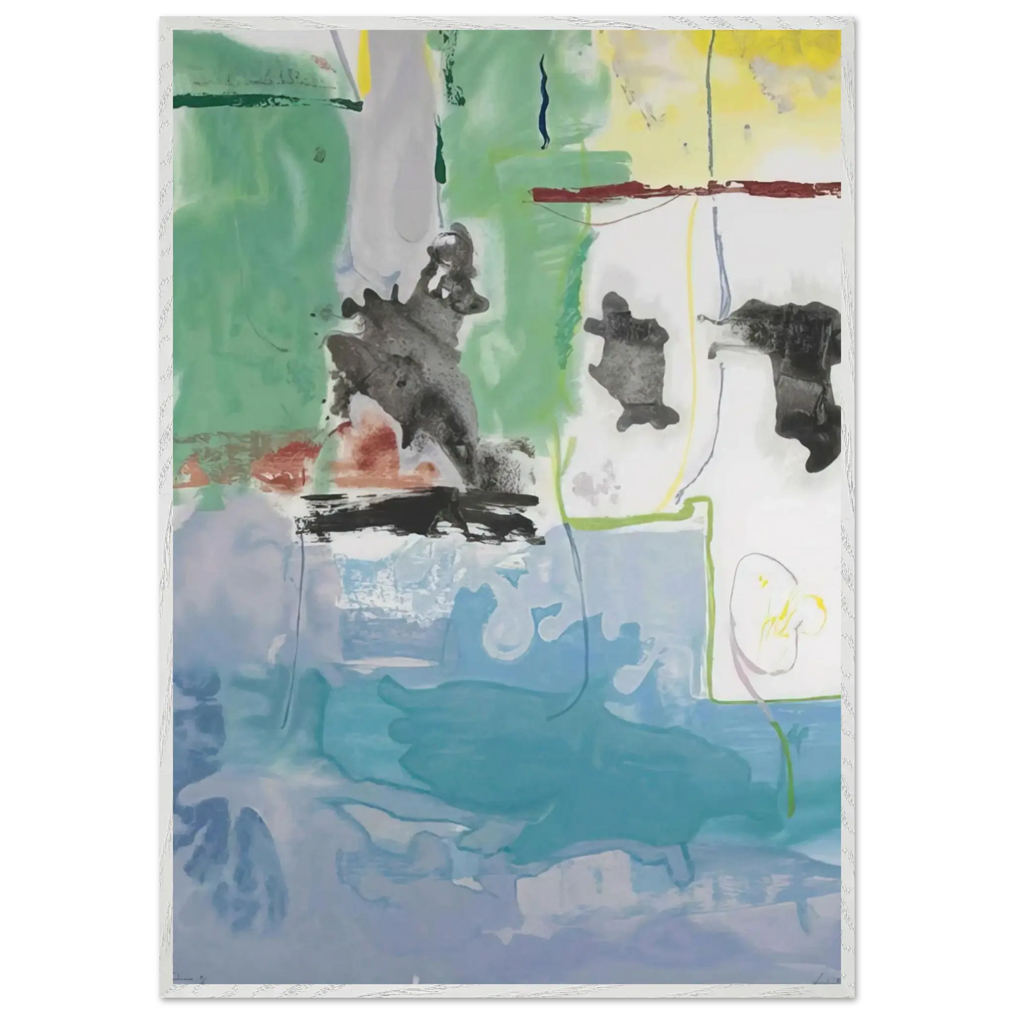 Helen Frankenthaler - West Wind - 1997 Wall art - A1 (59.4 x 84.1  cm) - Premium Wooden Framed Poster With Fine Art Paper - Black frame