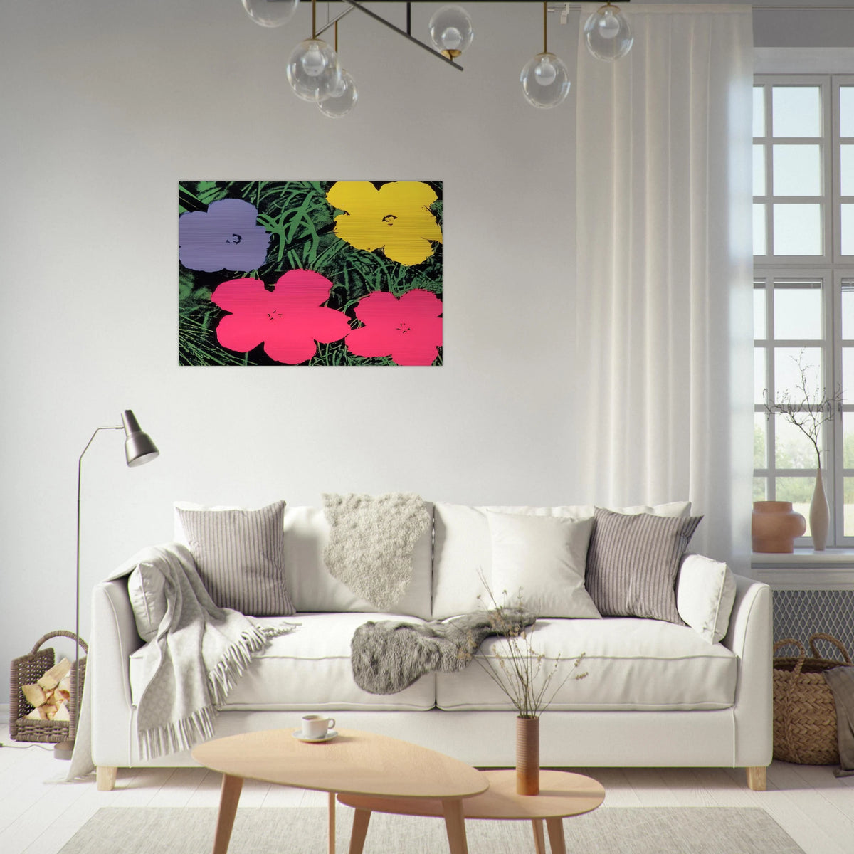 Flowers - Andy Warhol Brushed Aluminum Print - 70x100 cm / 28x40 inches | Andy Warhol Aluminum Print | Andy Warhol Prints