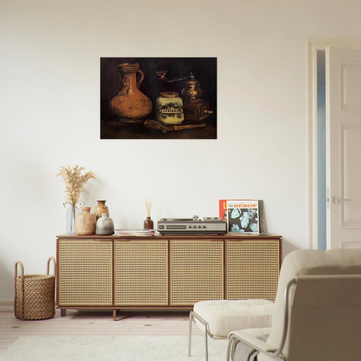 Still Life with Coffee Mill, Pipe Case and Jug - Vincent van Gogh Brushed Aluminum Print - 70x100 cm / 28x40 inches | Vincent van Gogh Aluminum Print | Vincent van Gogh Prints