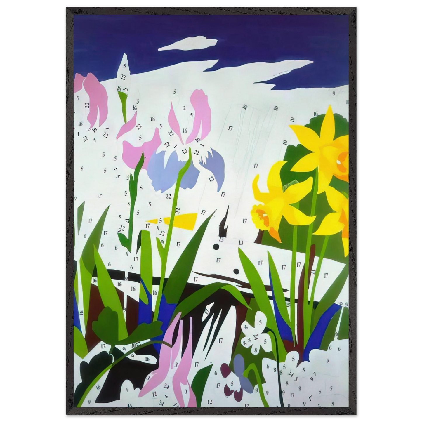 Do It Yourself  Flowers  - Andy Warhol 70x100 cm / 28x40 inches Framed Art Print – Black Wooden Frame