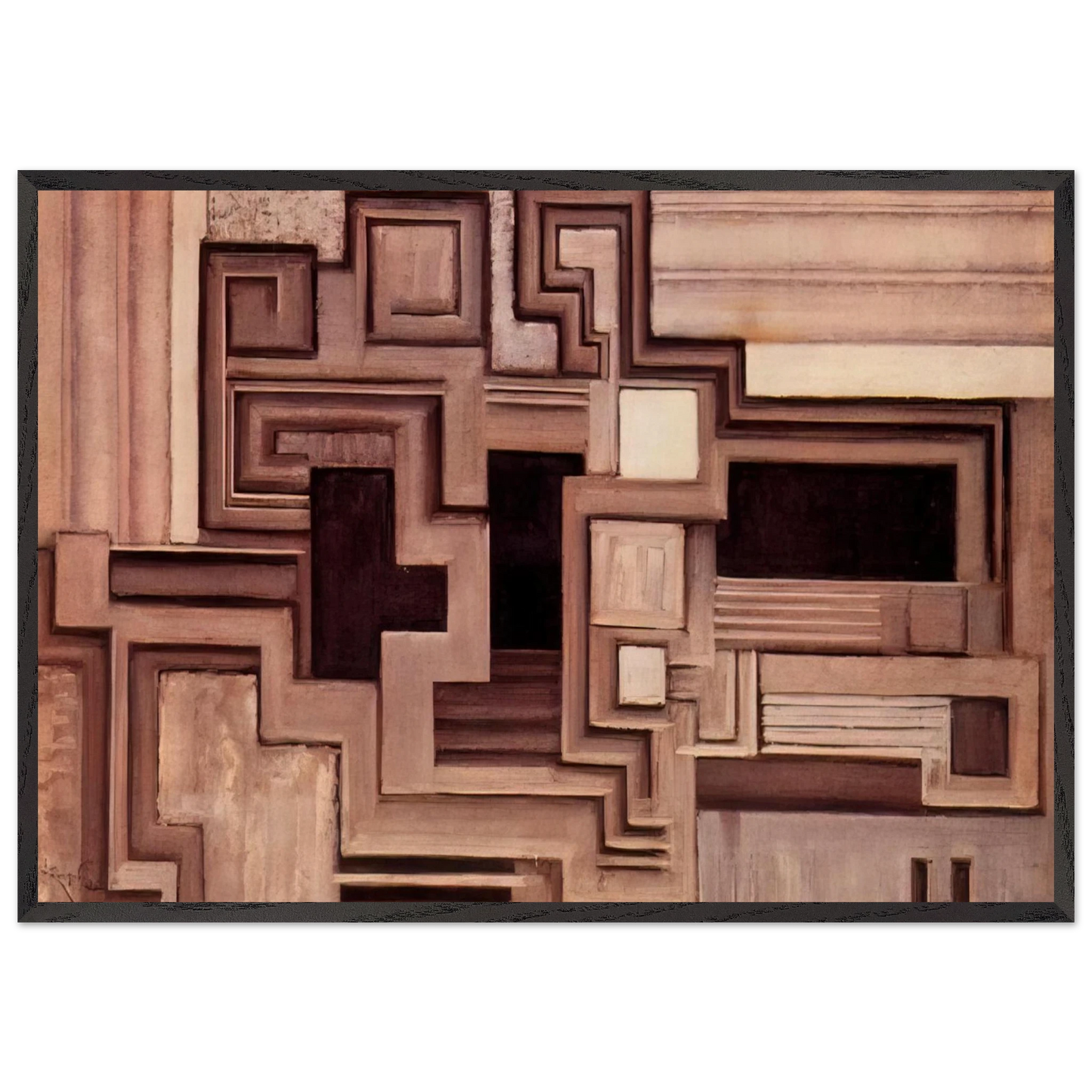 Two grays II - Frantisek Kupka 70x100 cm / 28x40 inches Framed Art Print – Black Wooden Frame