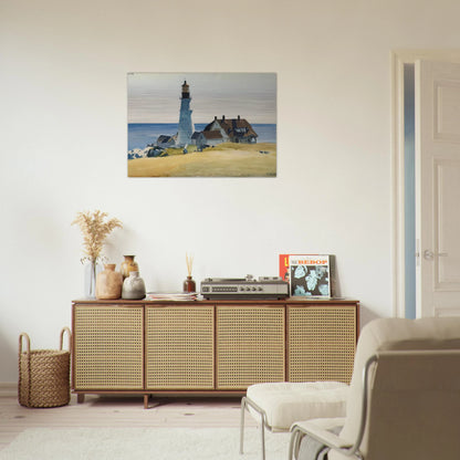 Lighthouse and Buildings, Portland Head, Cape Elizabeth, Maine - Edward Hopper Brushed Aluminum Print - 70x100 cm / 28x40 inches | Edward Hopper Aluminum Print | Edward Hopper Prints