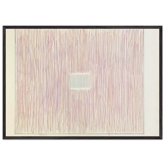 Untitled Pink Stripes-Gray Box - 1976 - Gene Davis 70x100 cm / 28x40 inches Framed Art Print – Black Wooden Frame
