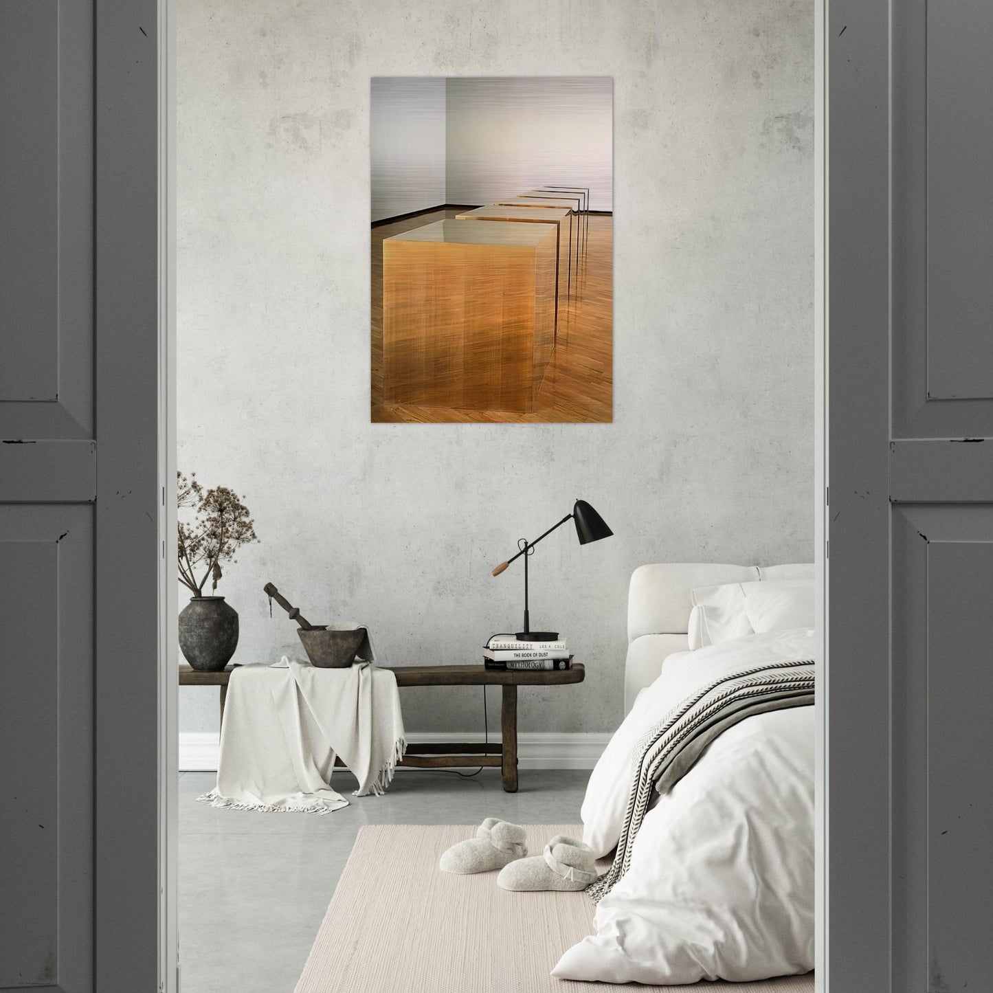 Untitled Six Boxes - 1974 - Donald Judd Brushed Aluminum Print - 70x100 cm / 28x40 inches | Donald Judd Aluminum Print | Donald Judd Prints