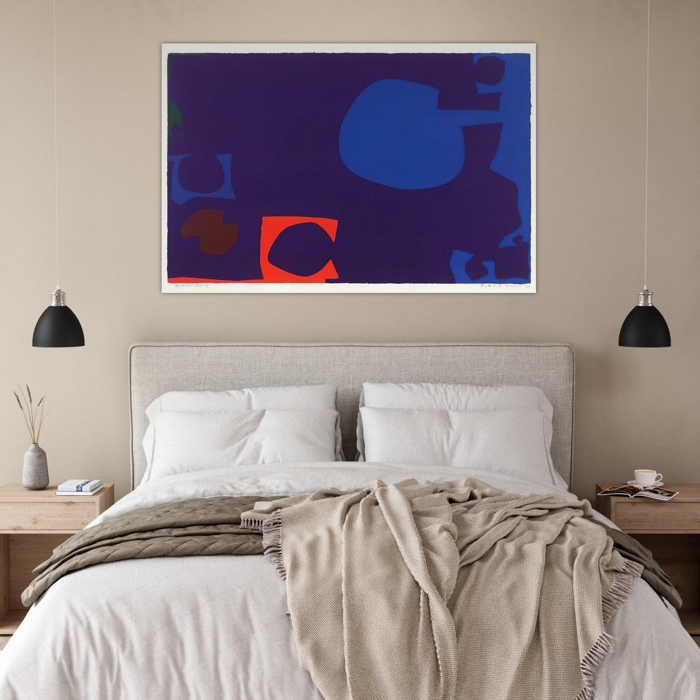 Blue and Deep Violet with Orange, Brown and Green - 1970 - Patrick Heron Art Prints - 100x150 cm / 40x60″ inches | Patrick Heron Poster | Patrick Heron Prints