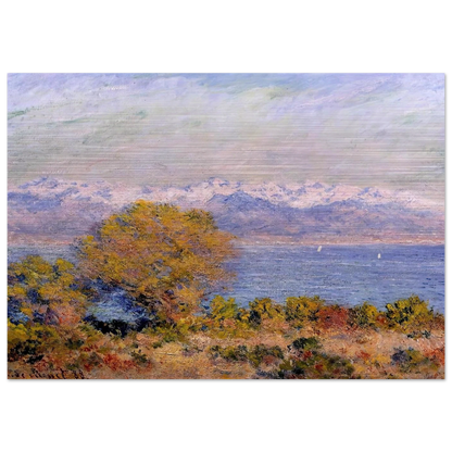 The Alps Seen from Cap d'Antibes - claude monet Brushed Aluminum Print - 70x100 cm / 28x40 inches | claude monet Aluminum Print | claude monet Prints