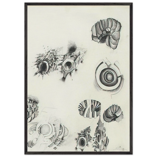 UNTITLED 1961 1 N1 - Lee Bontecou 70x100 cm / 28x40 inches Framed Art Print – Black Wooden Frame