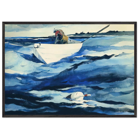 THE LOBSTERMAN - Andrew Wyeth 70x100 cm / 28x40 inches Framed Art Print – Black Wooden Frame