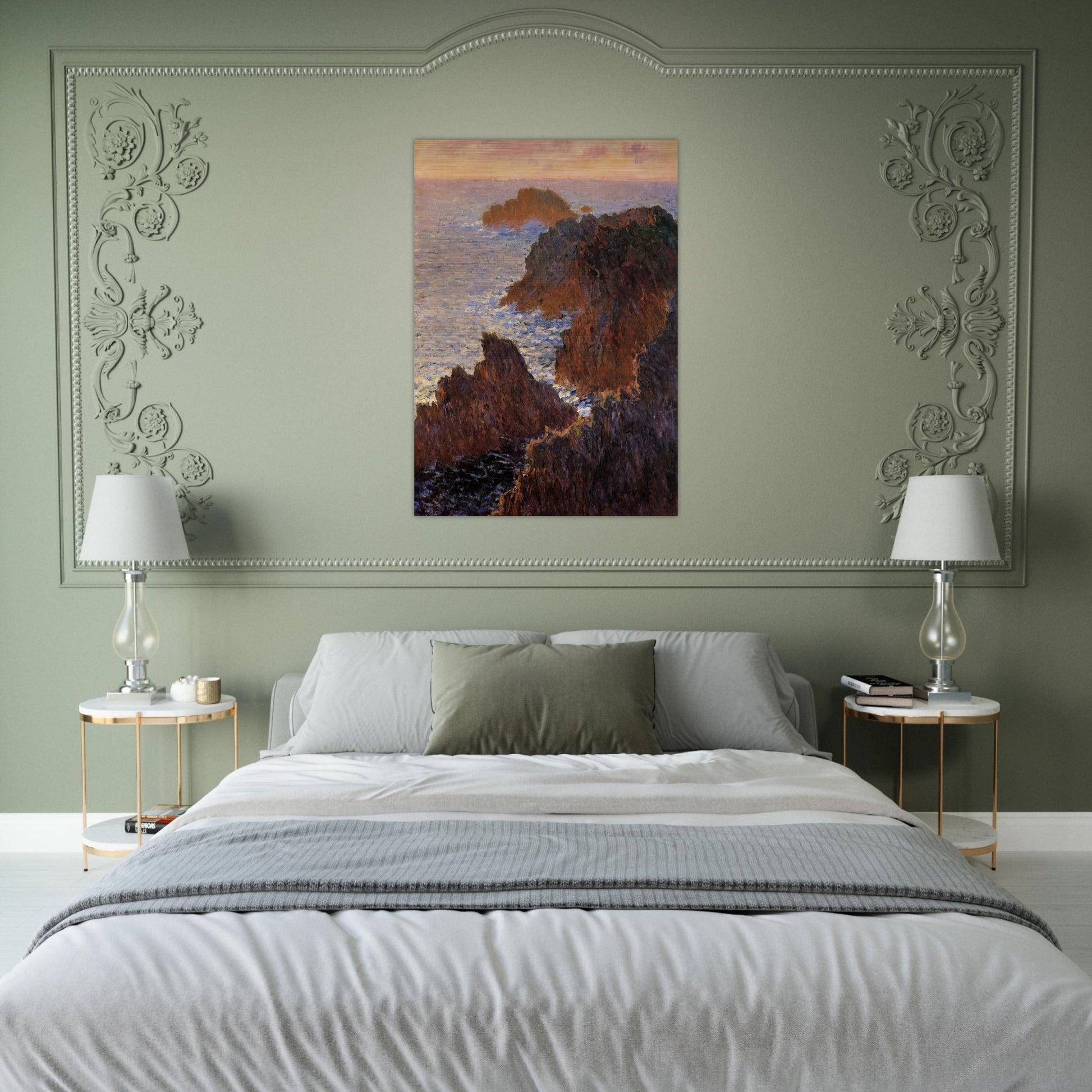 Rocks at Belle-Ile, Port-Domois - claude monet Brushed Aluminum Print - 70x100 cm / 28x40 inches | claude monet Aluminum Print | claude monet Prints