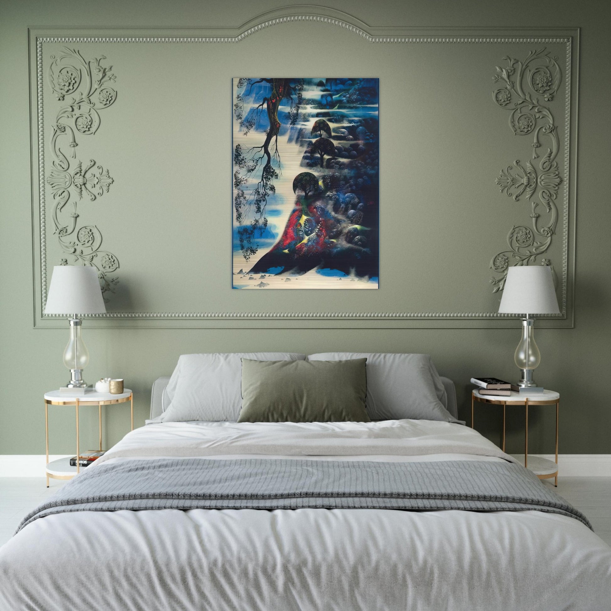 Summer Morning Mist - Eyvind Earle Brushed Aluminum Print - 70x100 cm / 28x40 inches | Eyvind Earle Aluminum Print | Eyvind Earle Prints