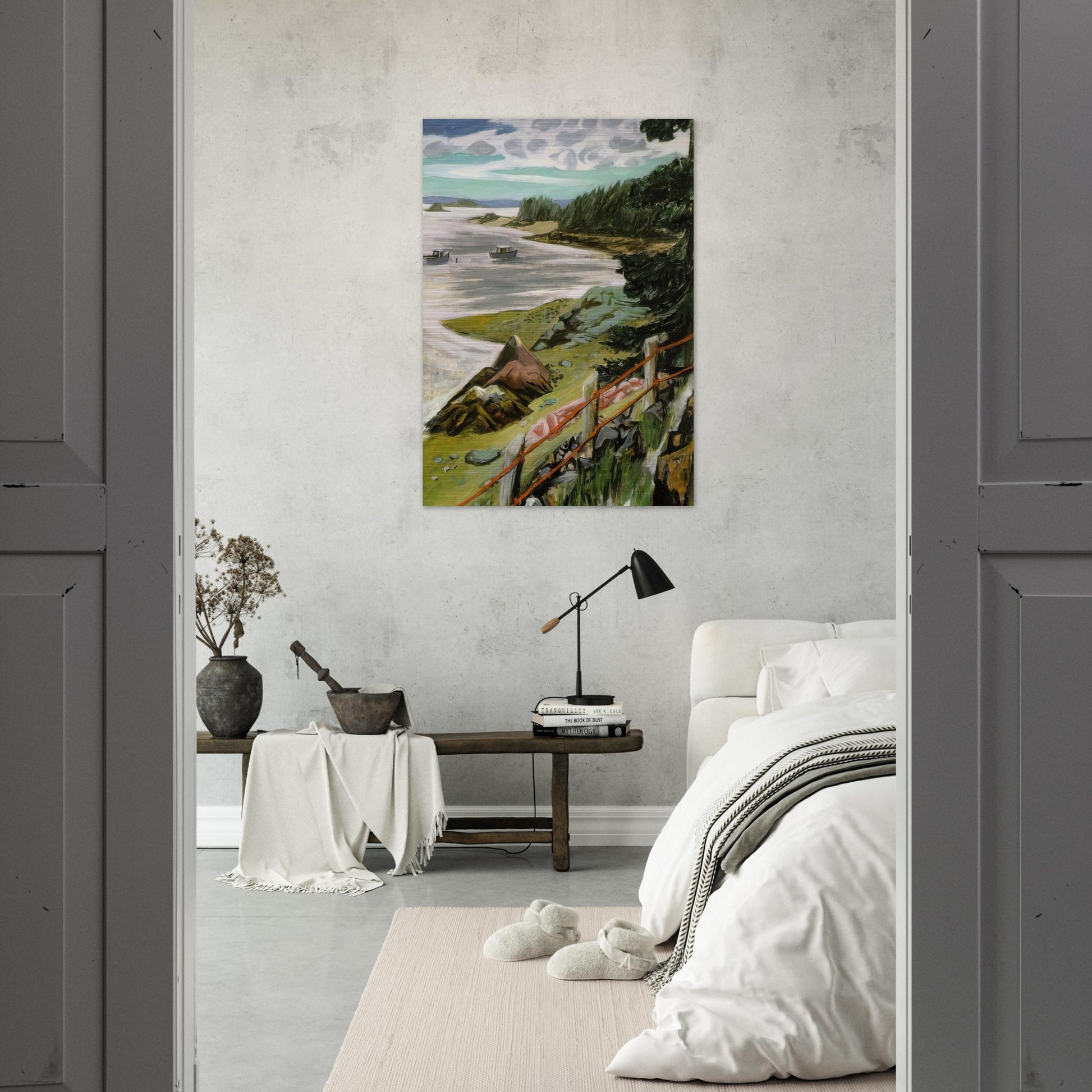 RED CABLES 1940 - Fairfield Porter Brushed Aluminum Print - 70x100 cm / 28x40 inches | Fairfield Porter Aluminum Print | Fairfield Porter Prints
