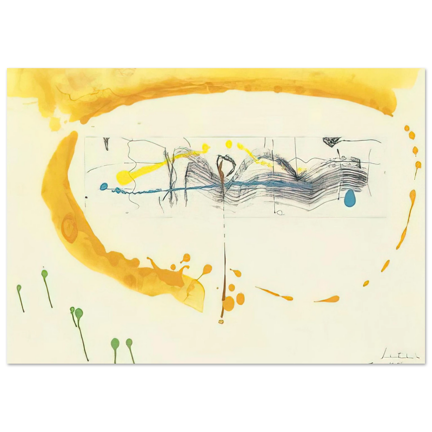 Helen Frankenthaler - Making Music - 2000 Wall art - 27x35 cm / 11x14 inches - Premium Wooden Framed Poster With Fine Art Paper-canvas - Black frame