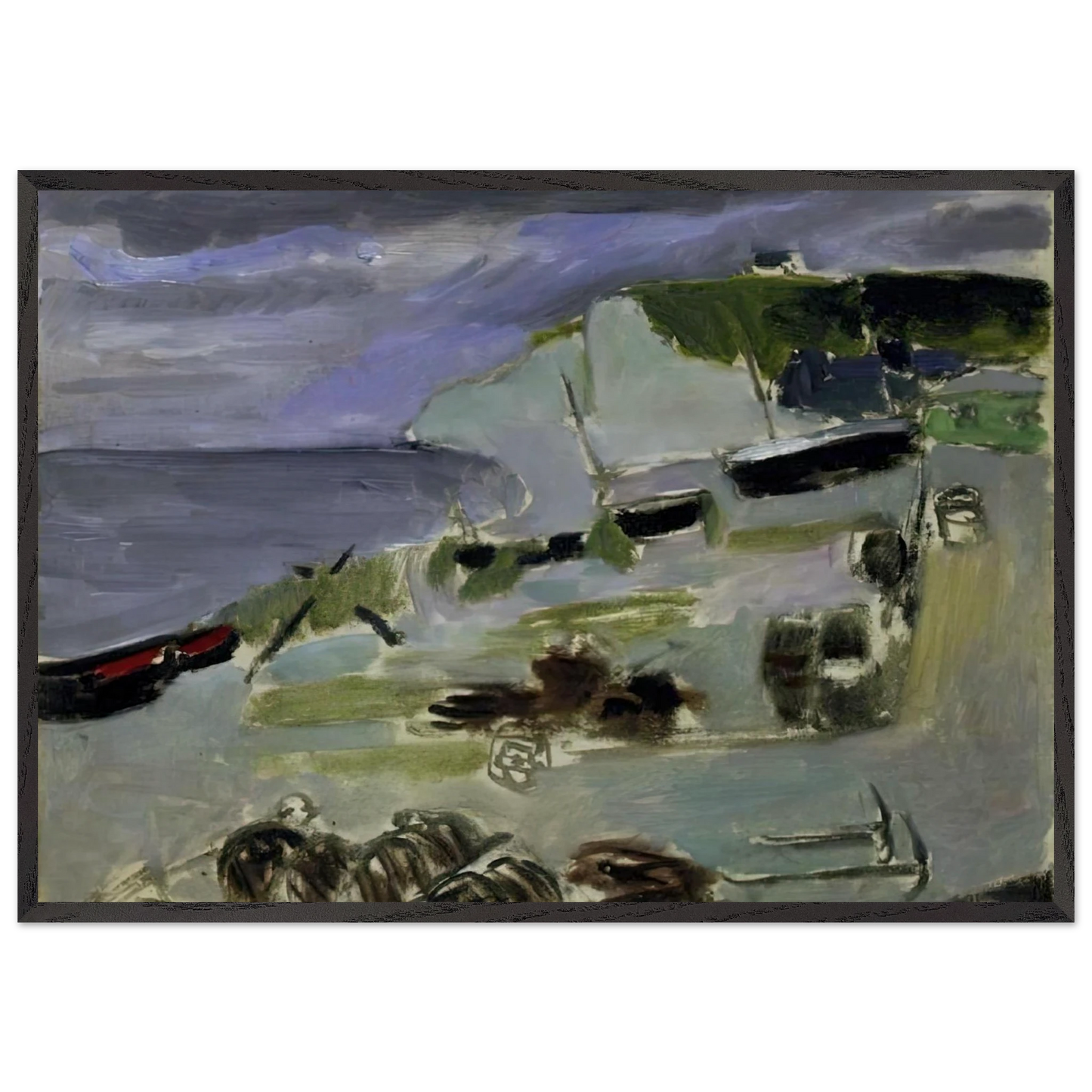 BOATS ON THE BEACH ETRETAT 1920 - Henri Matisse 70x100 cm / 28x40 inches Framed Art Print – Black Wooden Frame