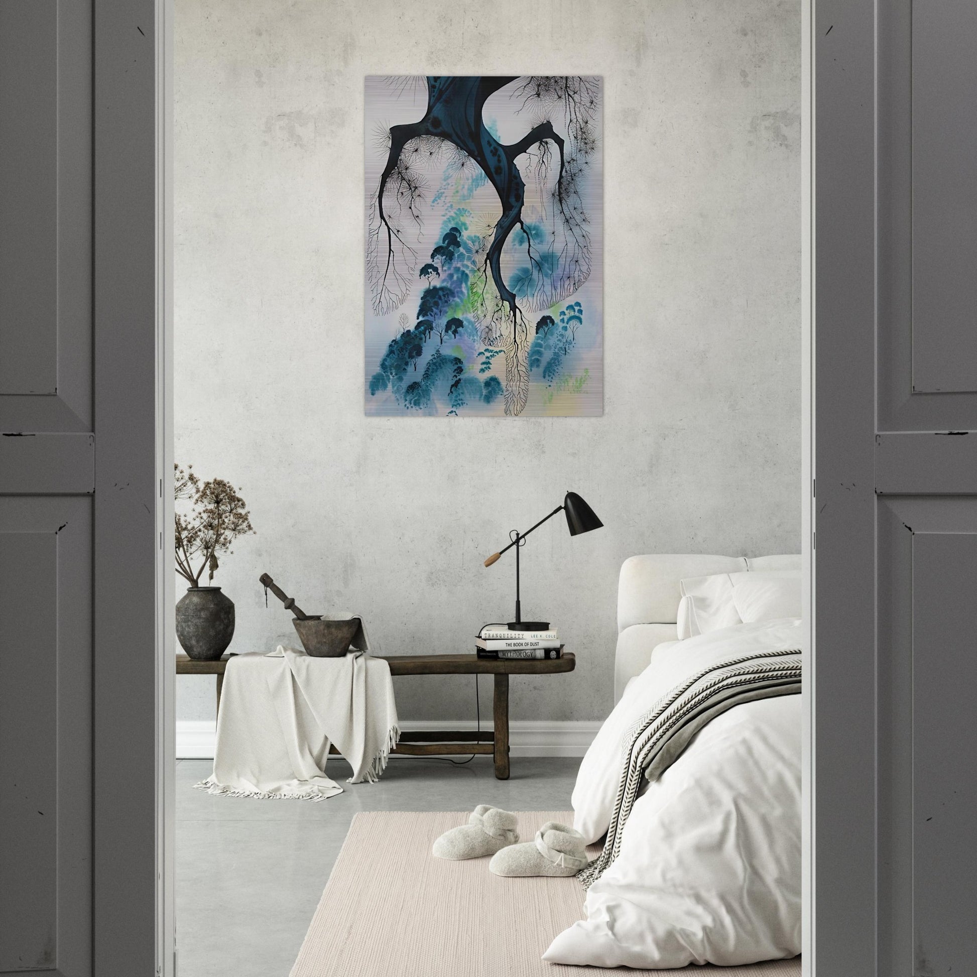 Coastline - Eyvind Earle Brushed Aluminum Print - 70x100 cm / 28x40 inches | Eyvind Earle Aluminum Print | Eyvind Earle Prints