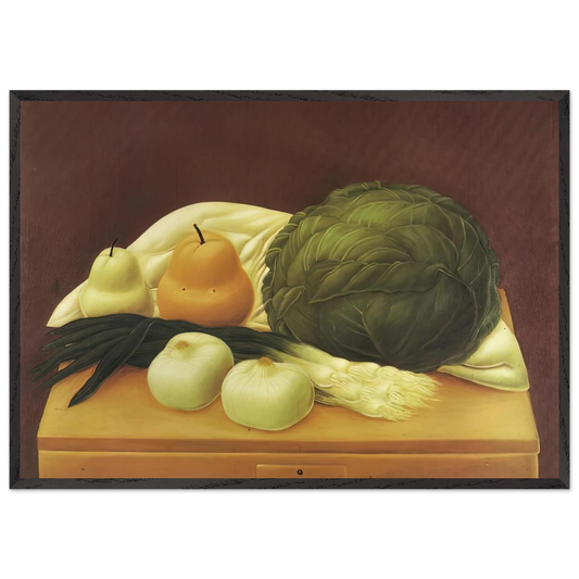 KITCHEN TABLE - Fernando Botero 70x100 cm / 28x40 inches Framed Art Print – Black Wooden Frame