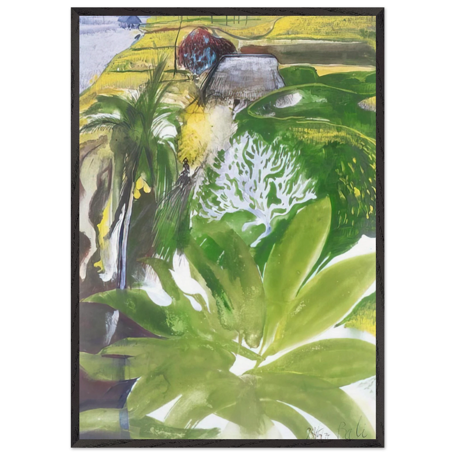 Bali - figurative - Brett Whiteley 70x100 cm / 28x40 inches Framed Art Print – Black Wooden Frame