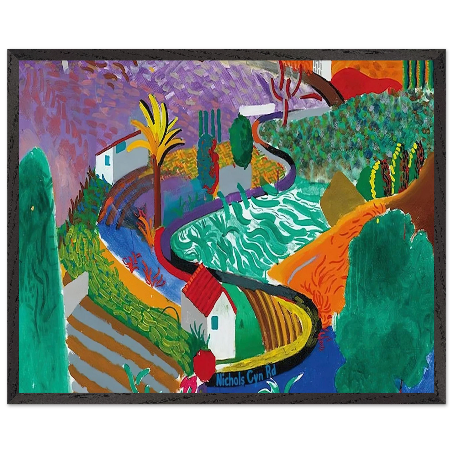 David Hockney - David Hockney Wall art - 28x43  cm / XL (11x17 inches) - Premium Wooden Framed Poster With Fine Art Paper-canvas - Black frame