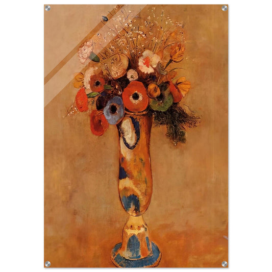 WILDFLOWERS IN A LONG NECKED VASE - Odilon Redon Acrylic Print - 70x100 cm / 28x40″ inches | Odilon Redon Wall Art | Odilon Redon Prints