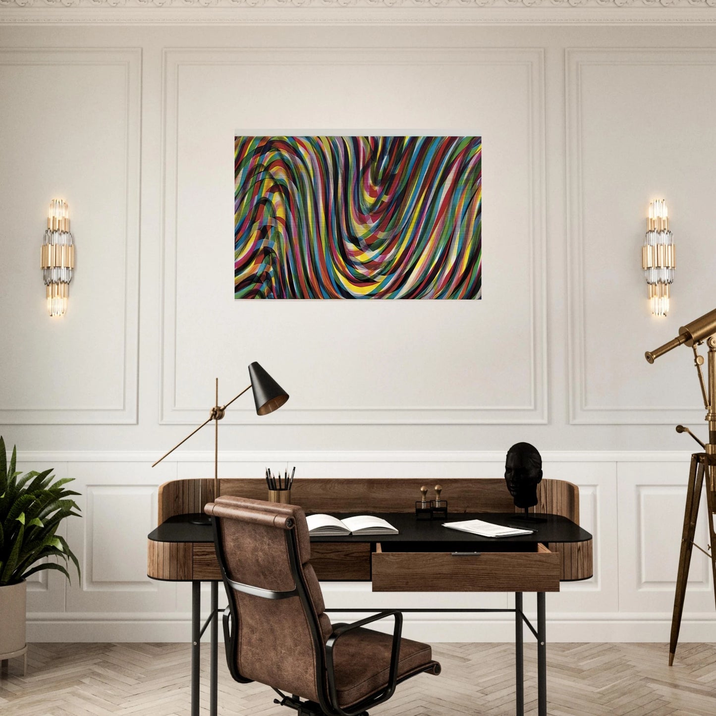 Horizontal Wavy Lines - Sol LeWitt Brushed Aluminum Print - 70x100 cm / 28x40 inches | Sol LeWitt Aluminum Print | Sol LeWitt Prints