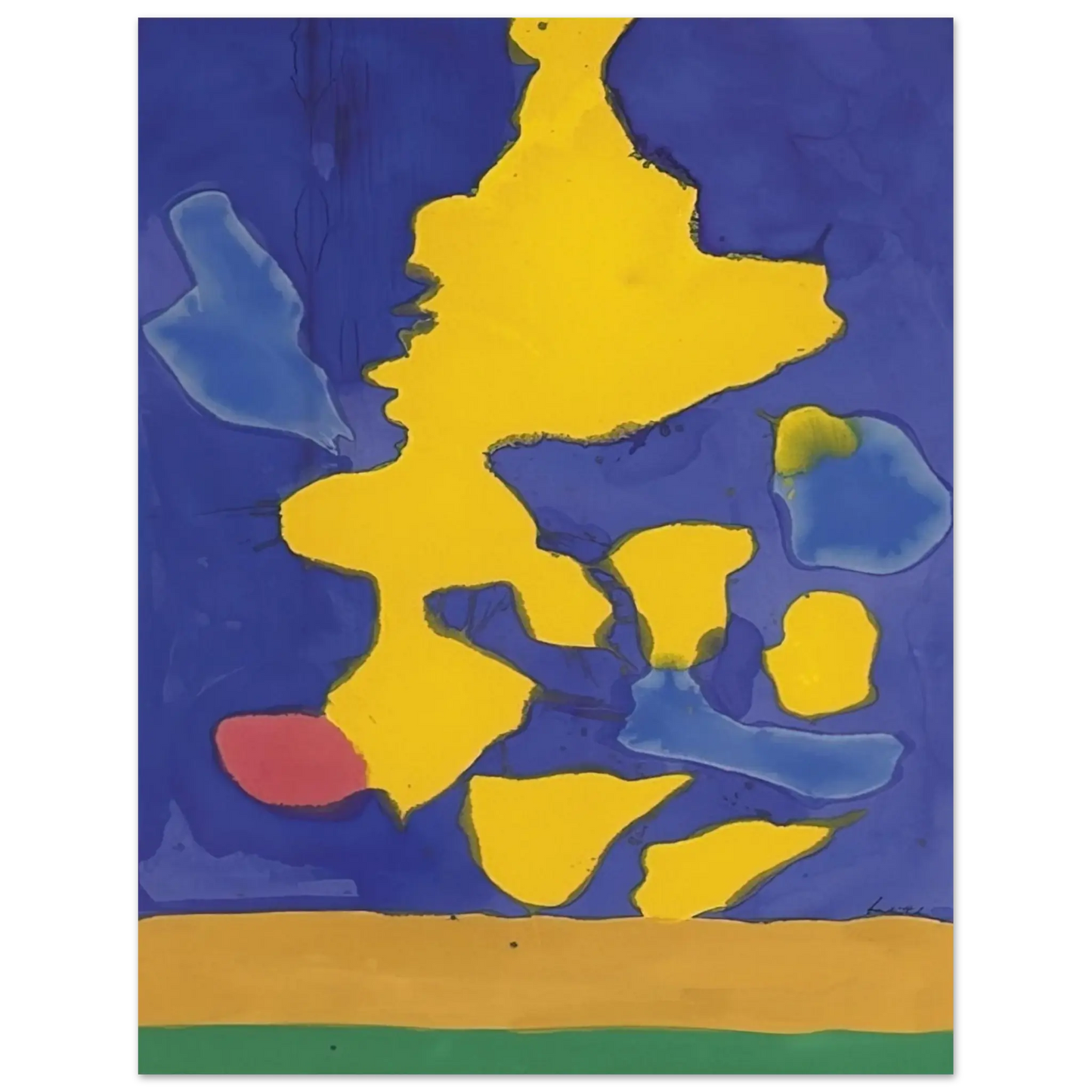 Helen Frankenthaler - Saturn Revisited - 1964 Wall art - 28x43  cm / XL (11x17 Inches) - Premium Wooden Framed Poster With Fine Art Paper - Wood frame