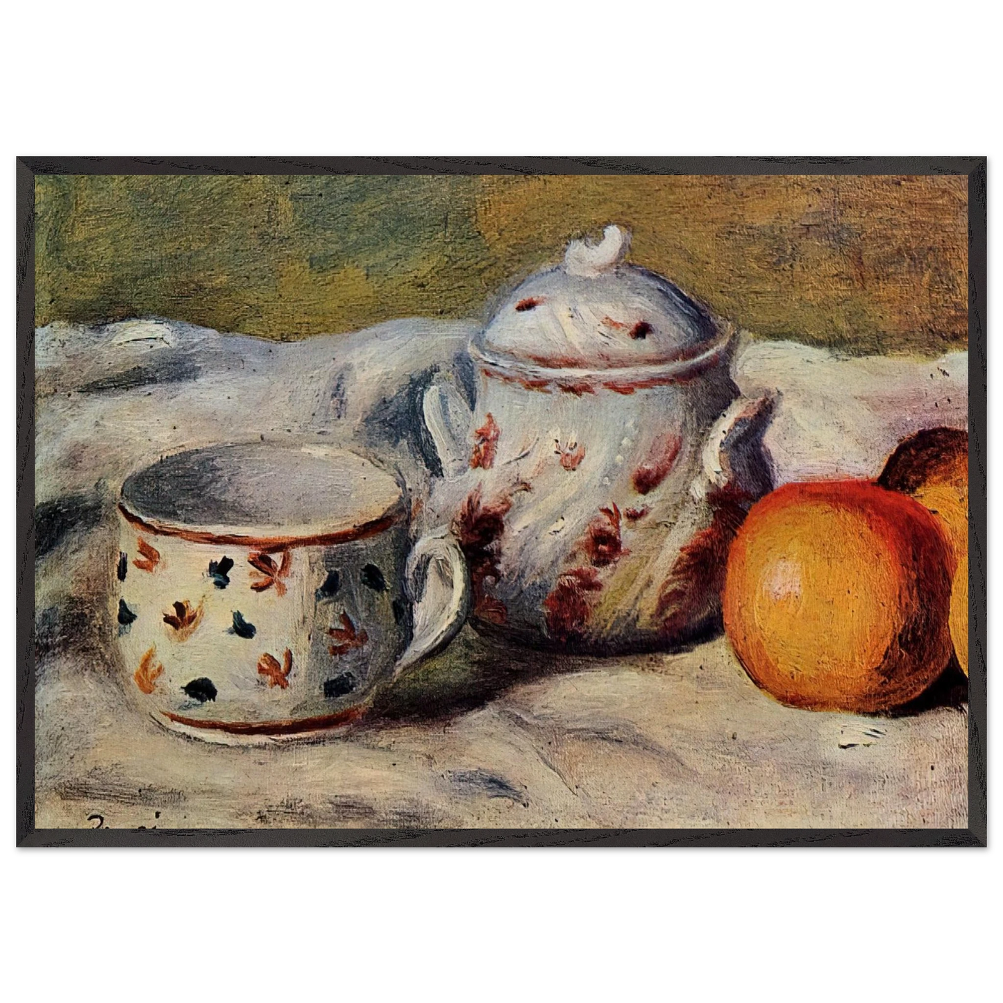Still Life with Cup and Sugar Bowl - Pierre-Auguste Renoir 70x100 cm / 28x40 inches Framed Art Print – Black Wooden Frame