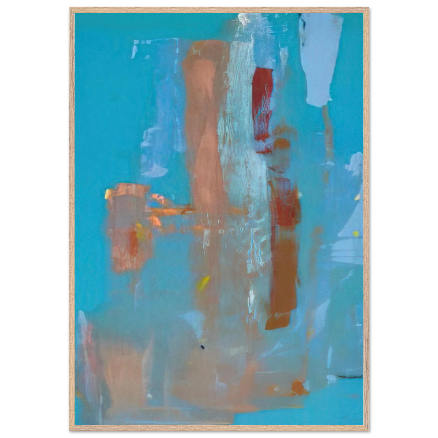 Helen Frankenthaler - In on Blue - 1976 Wall art - 50x50 cm / 20x20 inches - Premium Wooden Framed Poster With Fine Art Paper-canvas - Black frame
