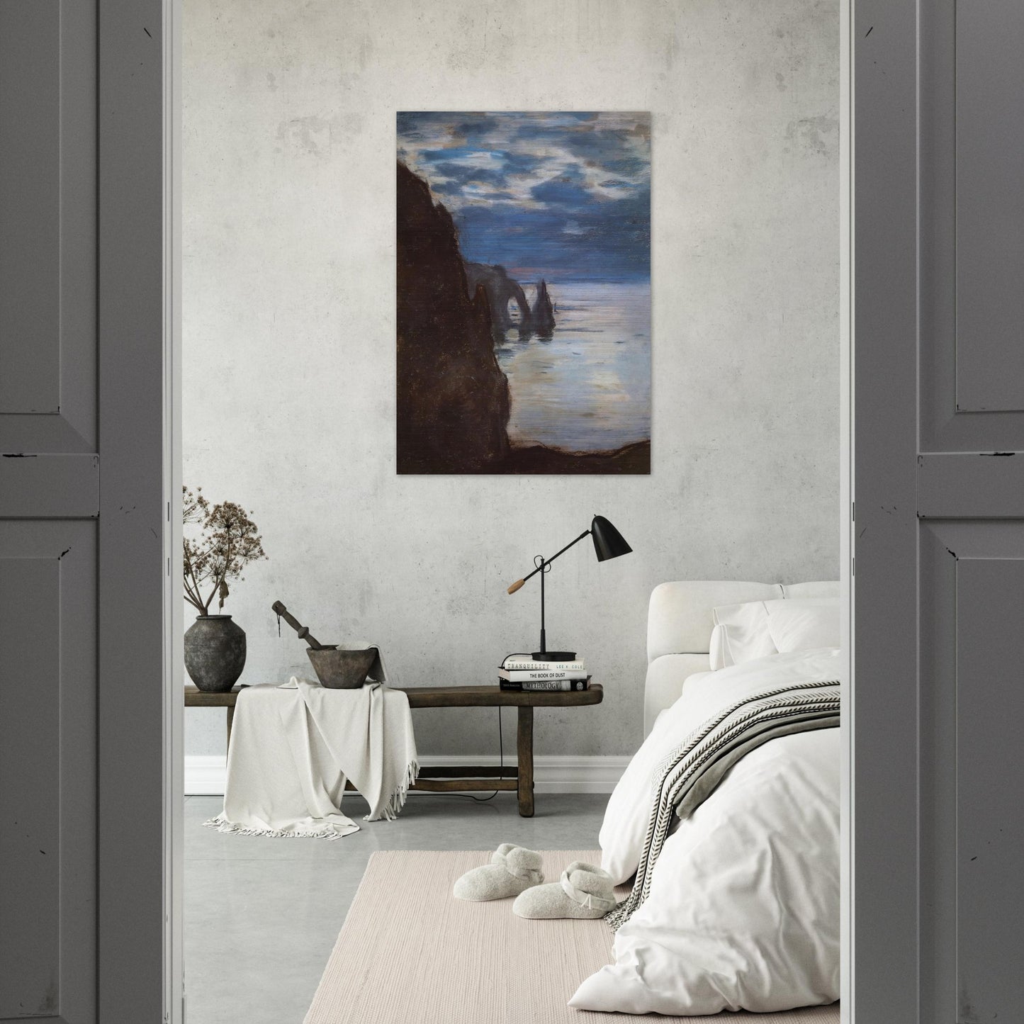 Etretat, the Needle Rock and Porte d'Aval - claude monet Brushed Aluminum Print - 70x100 cm / 28x40 inches | claude monet Aluminum Print | claude monet Prints