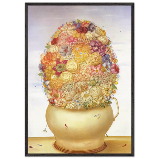 FLOWER POT - Fernando Botero 70x100 cm / 28x40 inches Framed Art Print – Black Wooden Frame