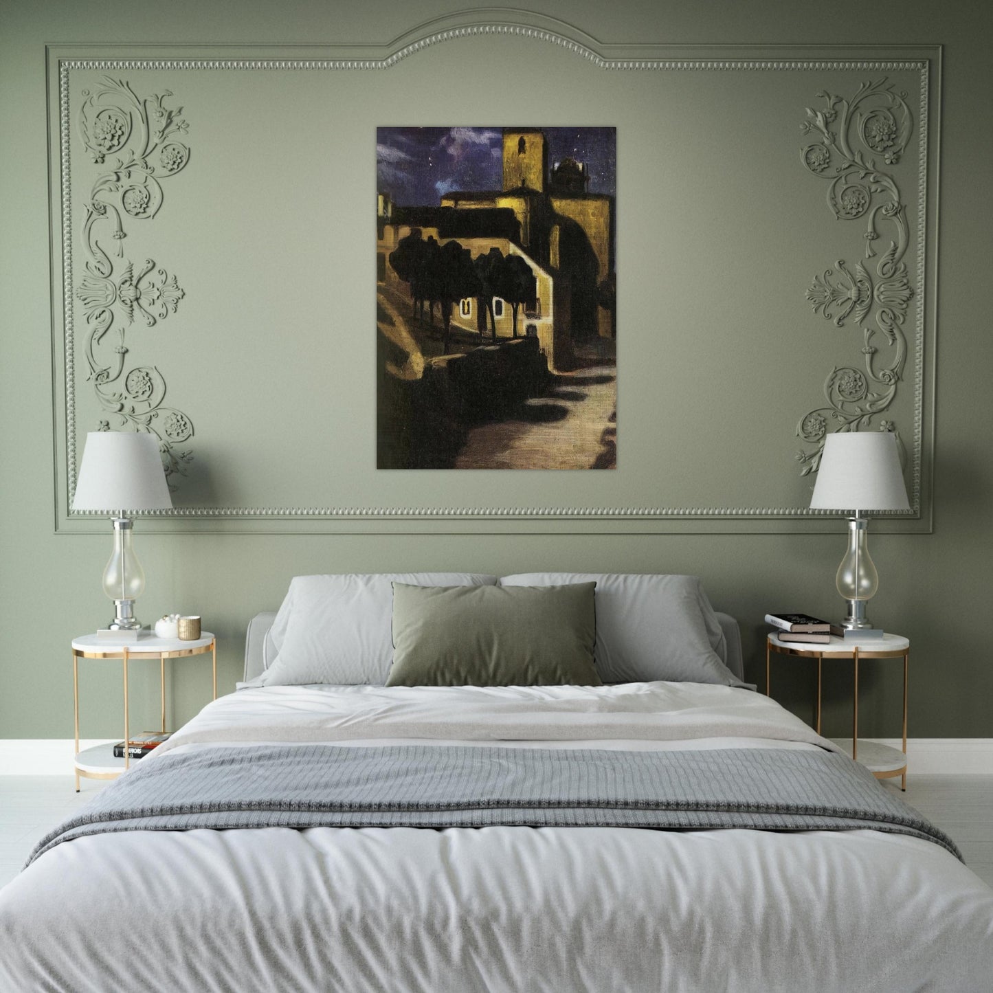 NIGHT SCENE IN AVILA 1907 - Diego Rivera Brushed Aluminum Print - 70x100 cm / 28x40 inches | Diego Rivera Aluminum Print | Diego Rivera Prints