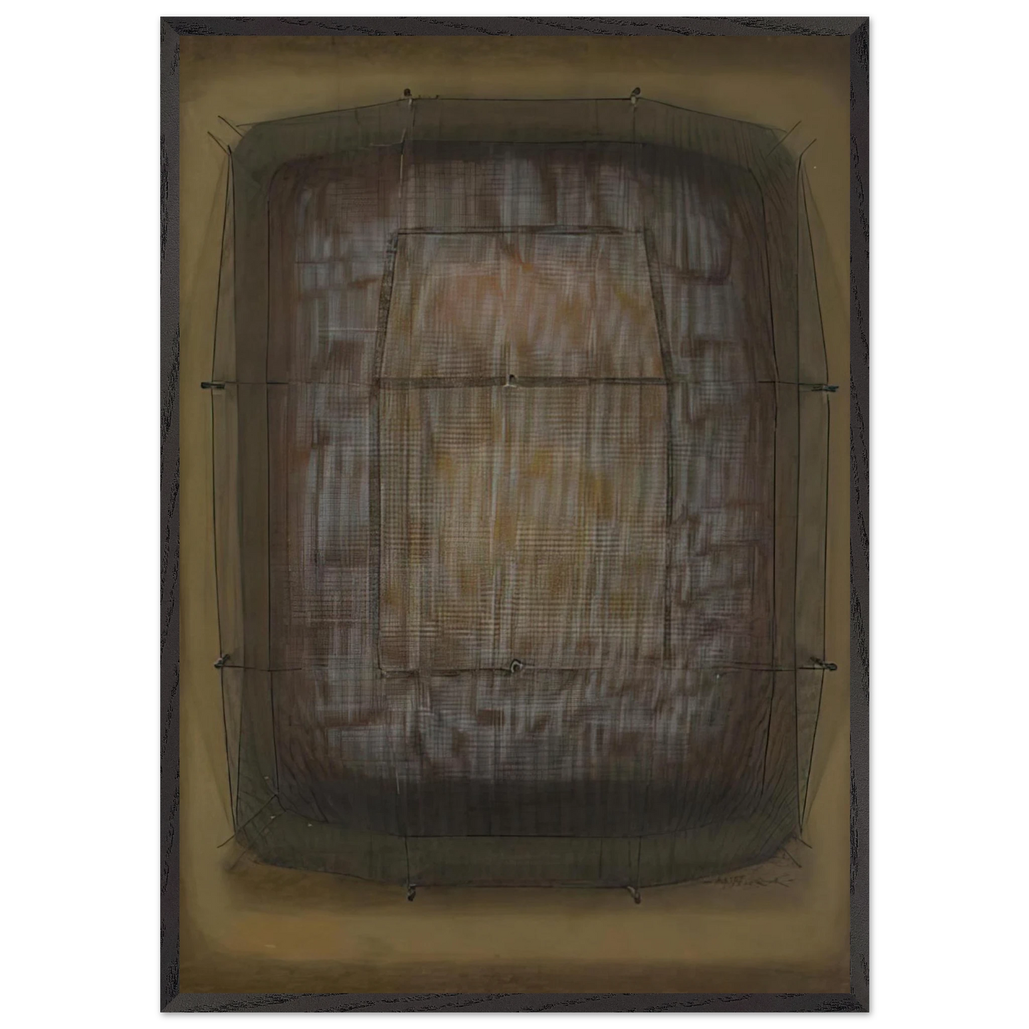 Espejo dorado - Art Informel - Manuel Rivera 70x100 cm / 28x40 inches Framed Art Print – Black Wooden Frame