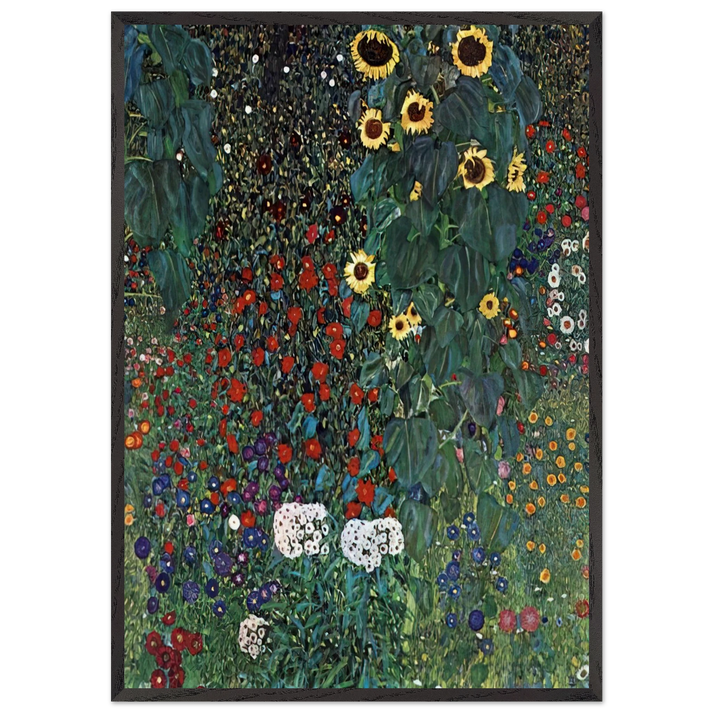COUNTRY GARDEN WITH SUNFLOWERS 1906 - Gustav Klimt 70x100 cm / 28x40 inches Framed Art Print – Black Wooden Frame