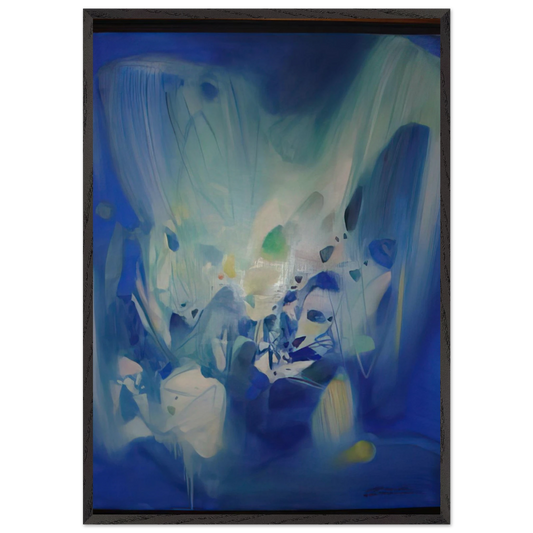 DOMINANT BLEU 1990 - Chu teh Chun 70x100 cm / 28x40 inches Framed Art Print – Black Wooden Frame