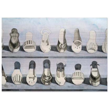 Shoe Rows - 1975 - Wayne Thiebaud Brushed Aluminum Print - 70x100 cm / 28x40 inches | Wayne Thiebaud Aluminum Print | Wayne Thiebaud Prints