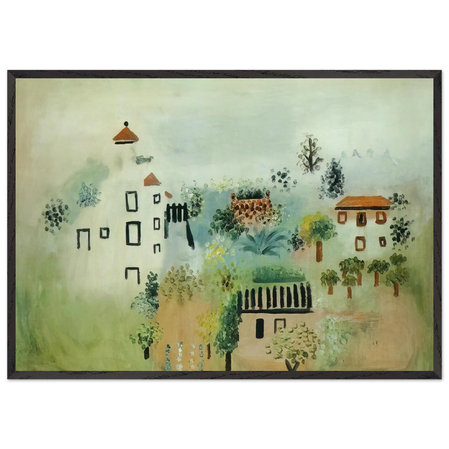 LANDSCAPE N5 - Pablo Picasso 70x100 cm / 28x40 inches Framed Art Print – Black Wooden Frame