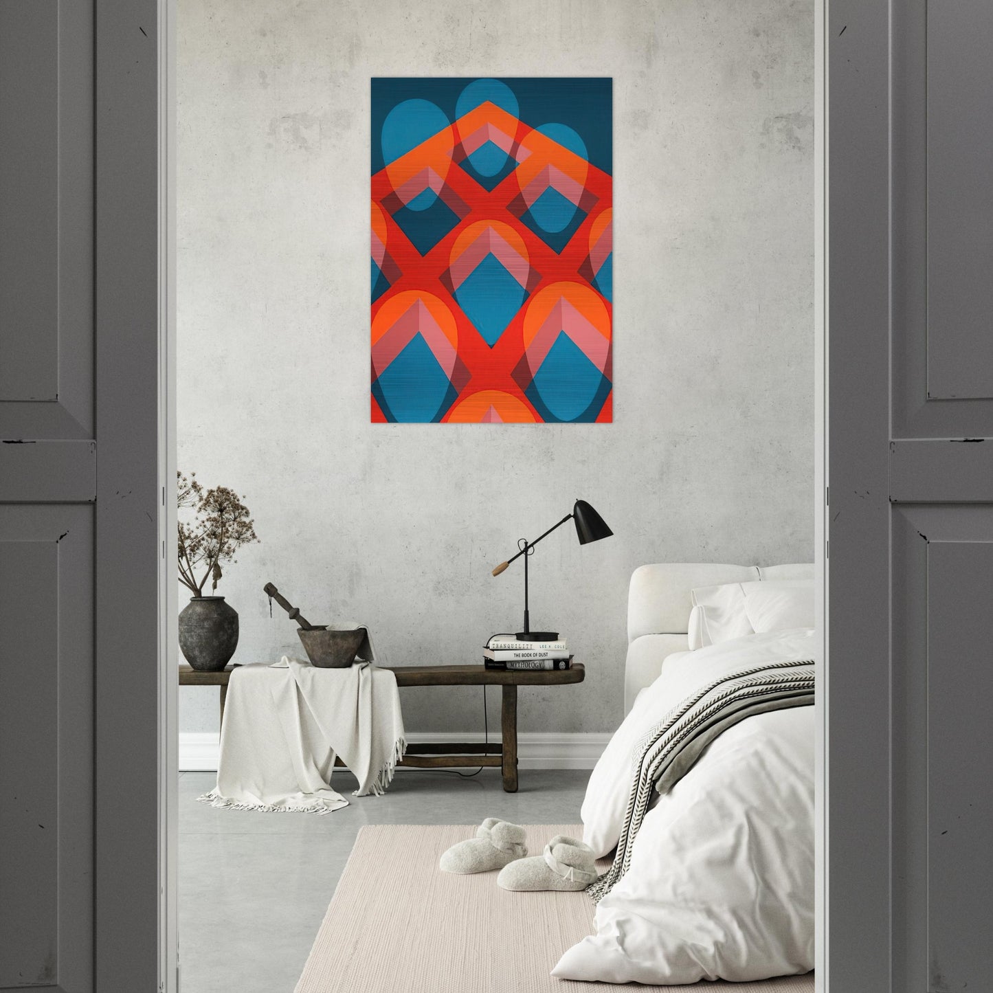 Untitled - Faces in a Grid Red and Blue - 1973 - Clarence Holbrook Carter Brushed Aluminum Print - 70x100 cm / 28x40 inches | Clarence Holbrook Carter Aluminum Print | Clarence Holbrook Carter Prints