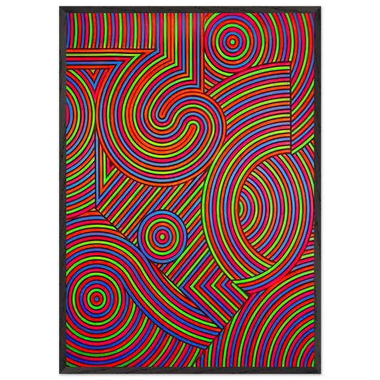 Tekers-MC - 1981 - Victor Vasarely 70x100 cm / 28x40 inches Framed Art Print – Black Wooden Frame