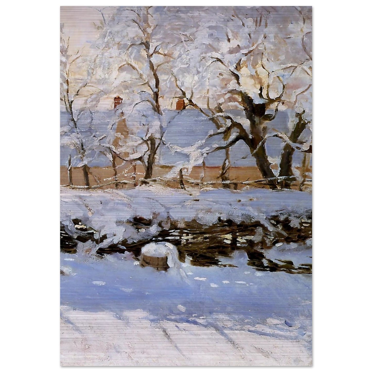 The Magpie - claude monet Brushed Aluminum Print - 70x100 cm / 28x40 inches | claude monet Aluminum Print | claude monet Prints